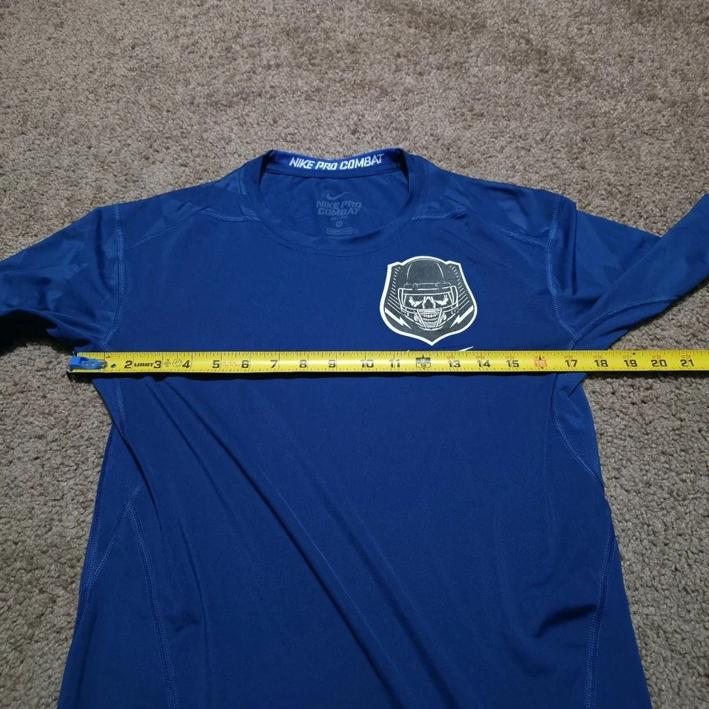 Nike Pro Combat Dri-FIT Fitted Training Shirt Blue Compression Mens Size XL